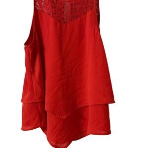 Monteau Los Angeles Orange top lace Neck Women's Large